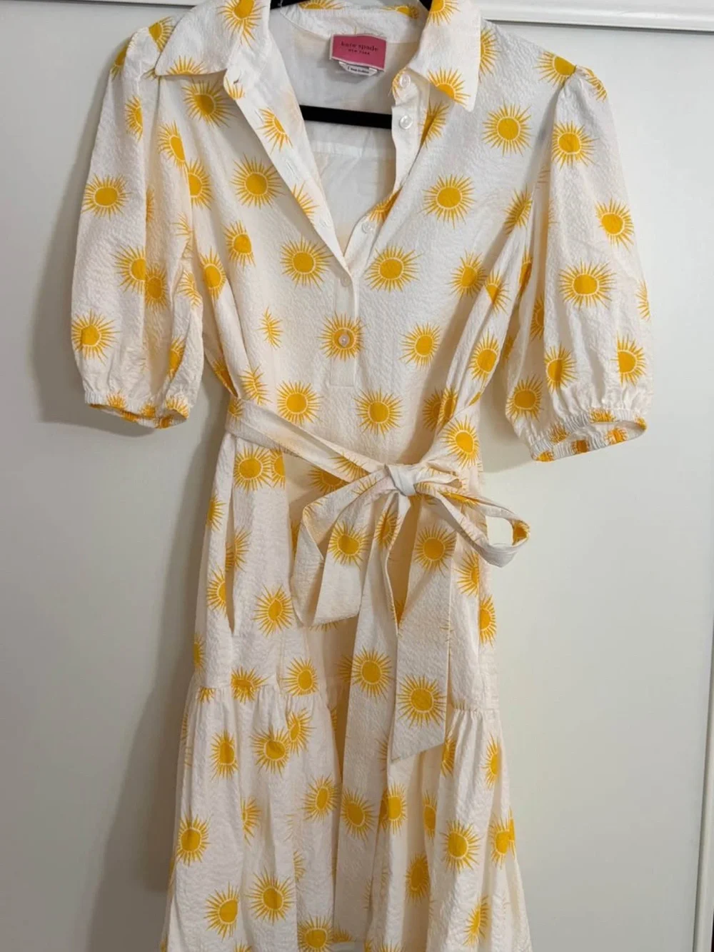kate spade White Dress with Yellow sun Print